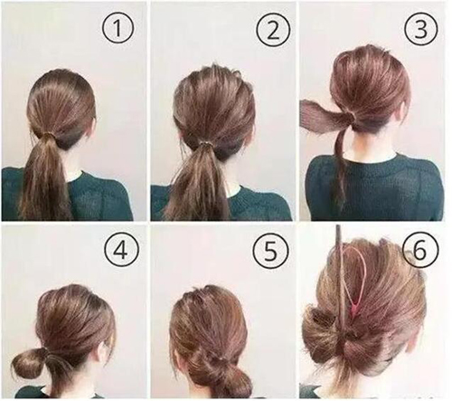 简易盘头发的方法图解图片
